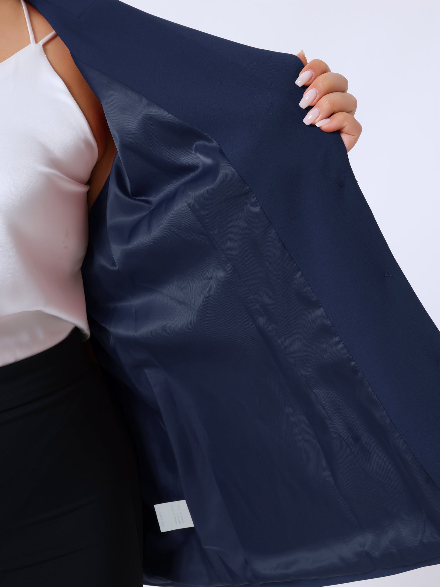 Blazers de talla grande para mujer, chaqueta de oficina de una sola botonadura con solapa con muescas y mangas cortas abullonadas
