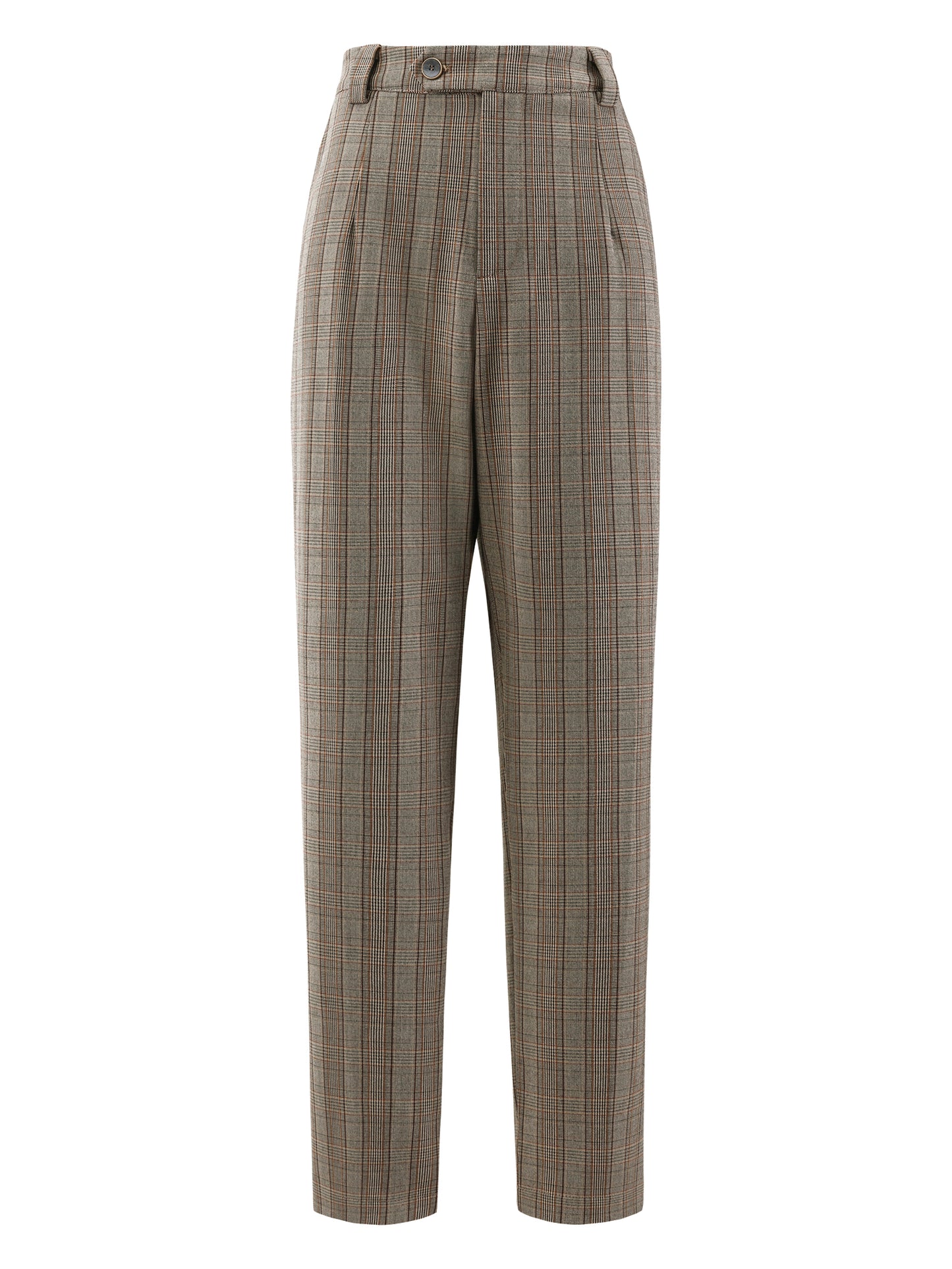 Women's Plaid Work Pant Vintage Houndstooth Tartan Straight Long Trousers
