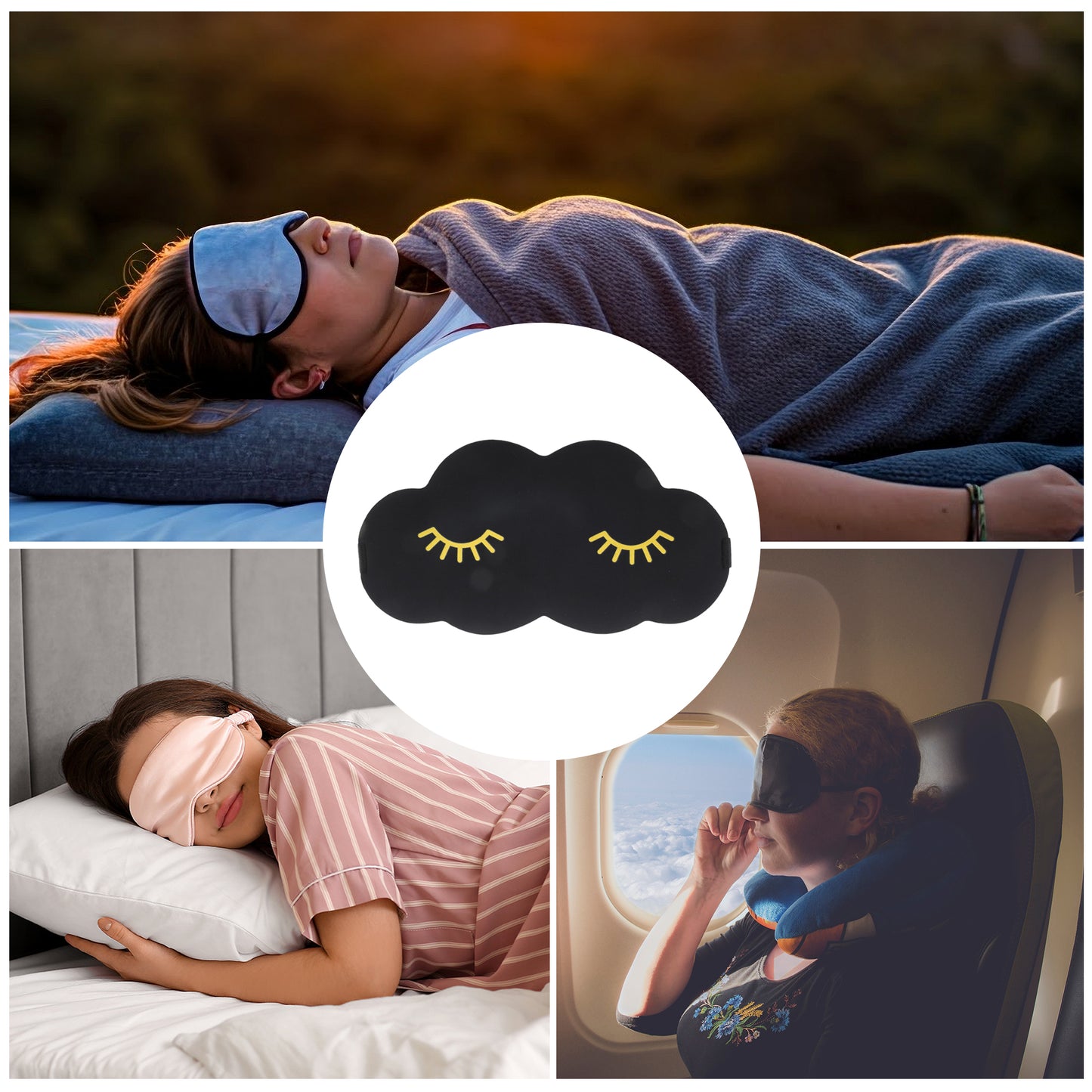 Cloud Shape Eye Mask Eyelash Pattern 3D Eye Mask Black