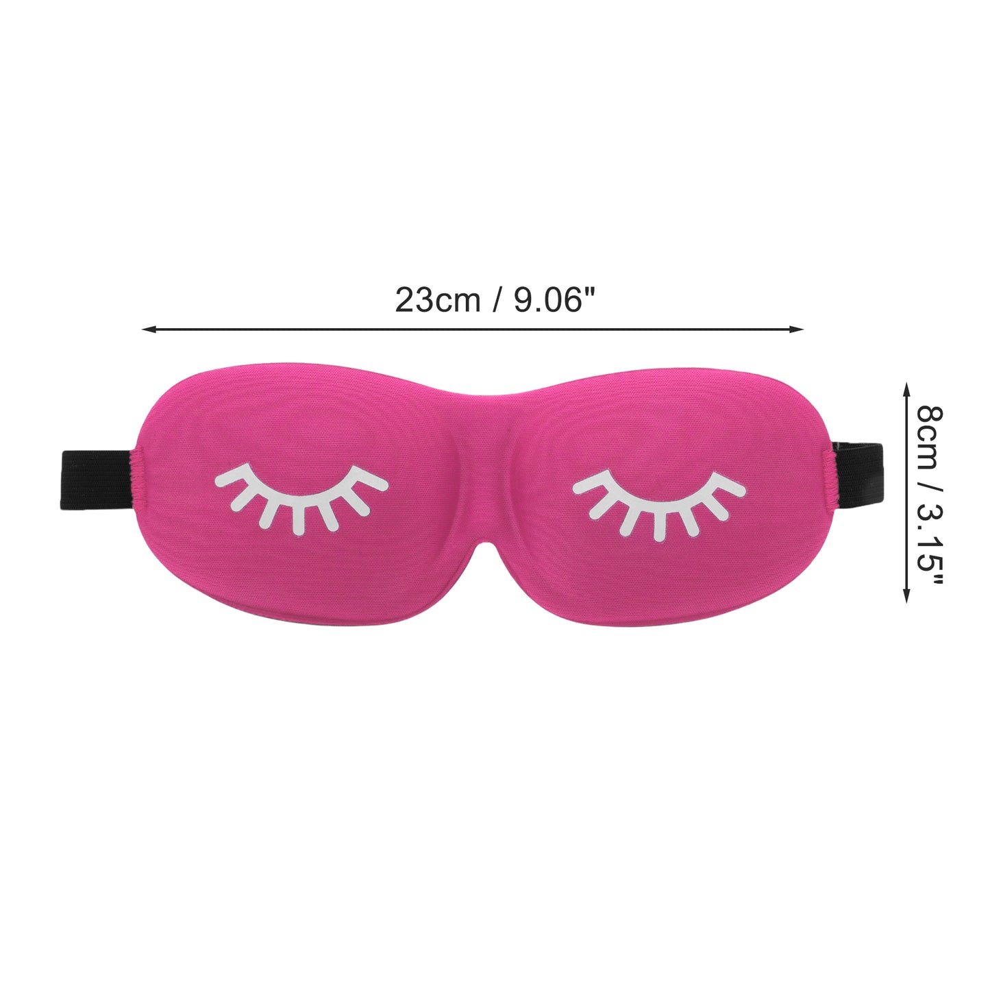 Eyelash Pattern 3D Eye Mask for Rest for Travel Rose Red