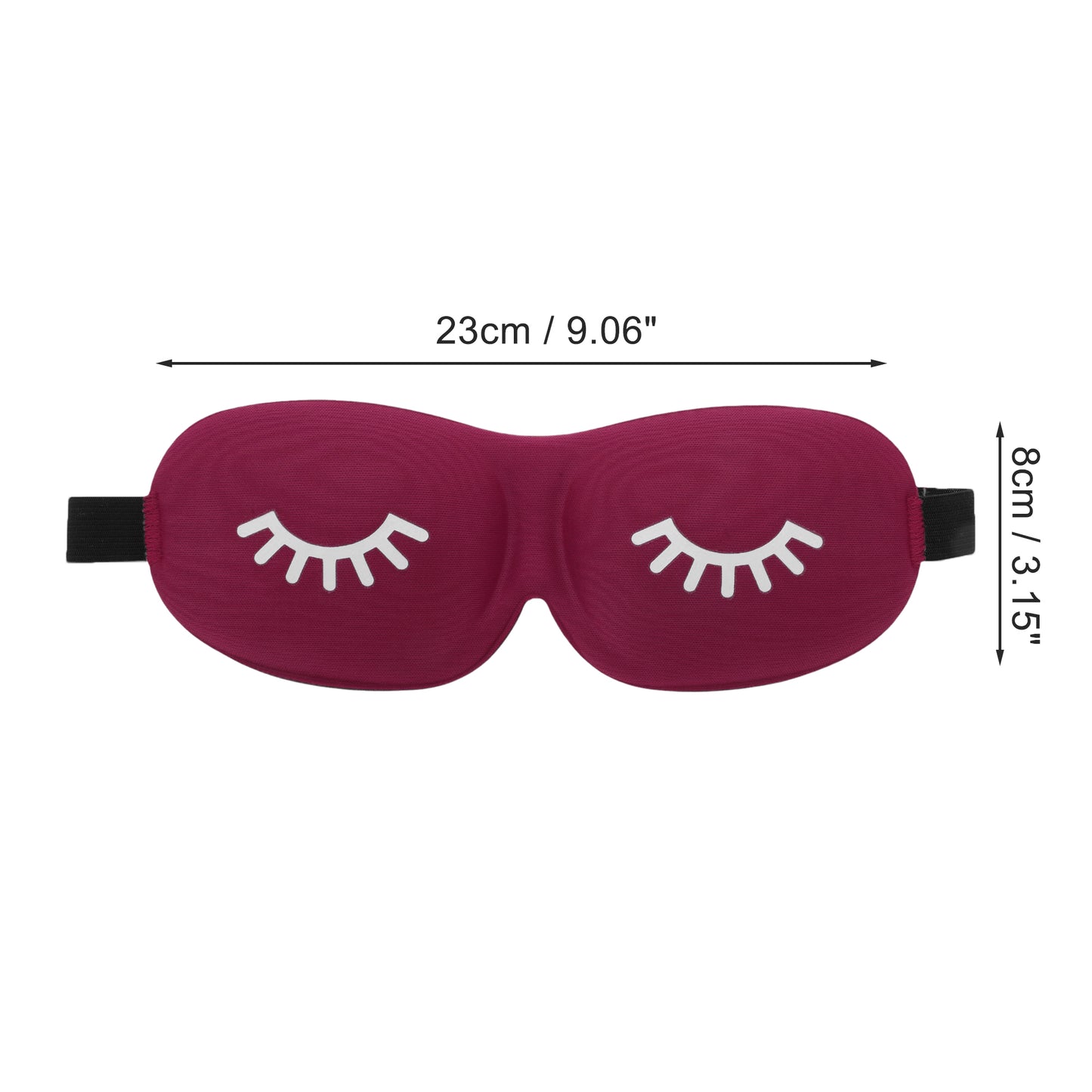 Eyelash Pattern 3D Eye Mask for Rest for Travel Wine Red
