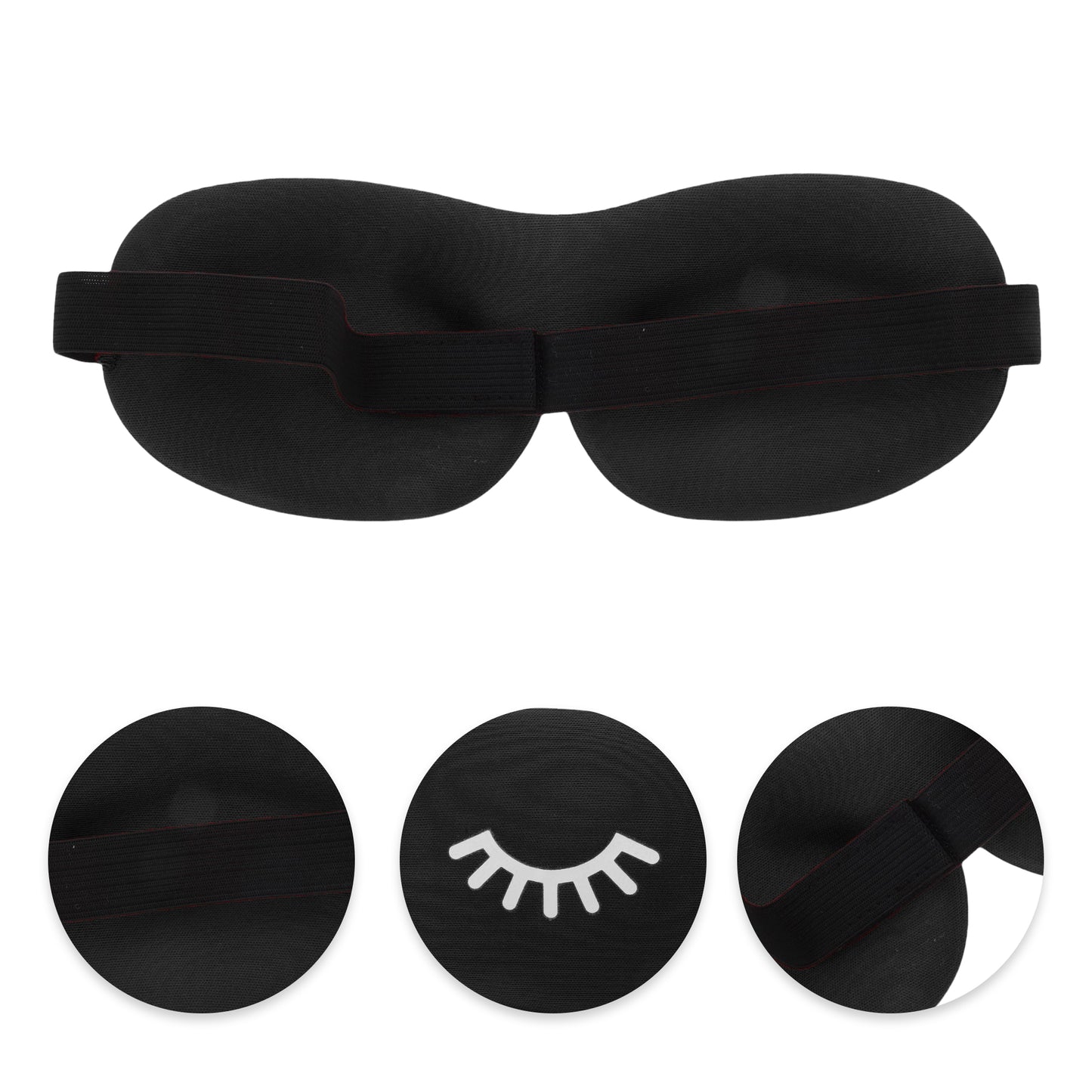 Eyelash Pattern 3D Eye Mask for Rest for Travel Black