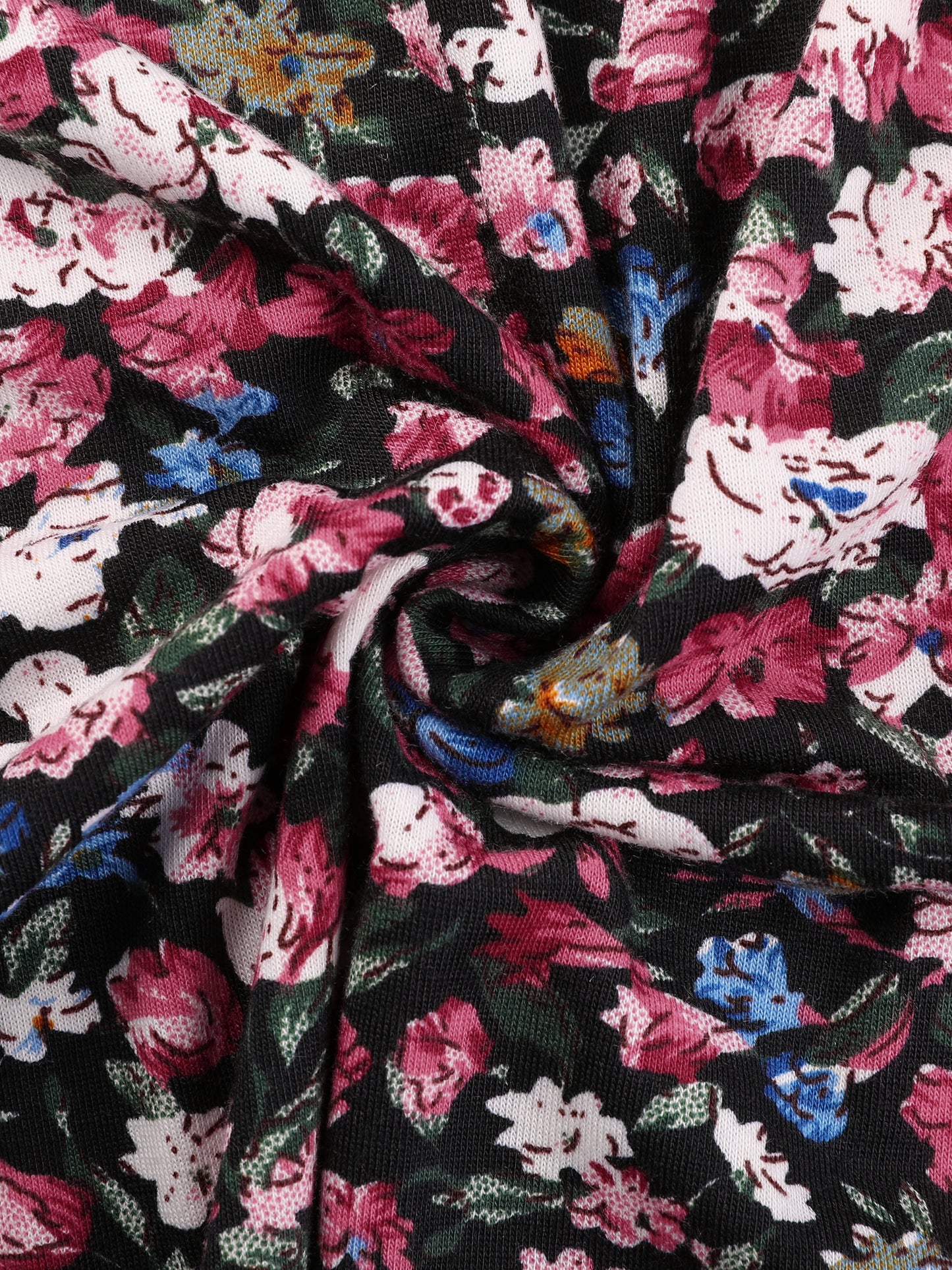 Women Plus Size Floral Tops V Neck Long Sleeve Ruffle Tunic Blouse