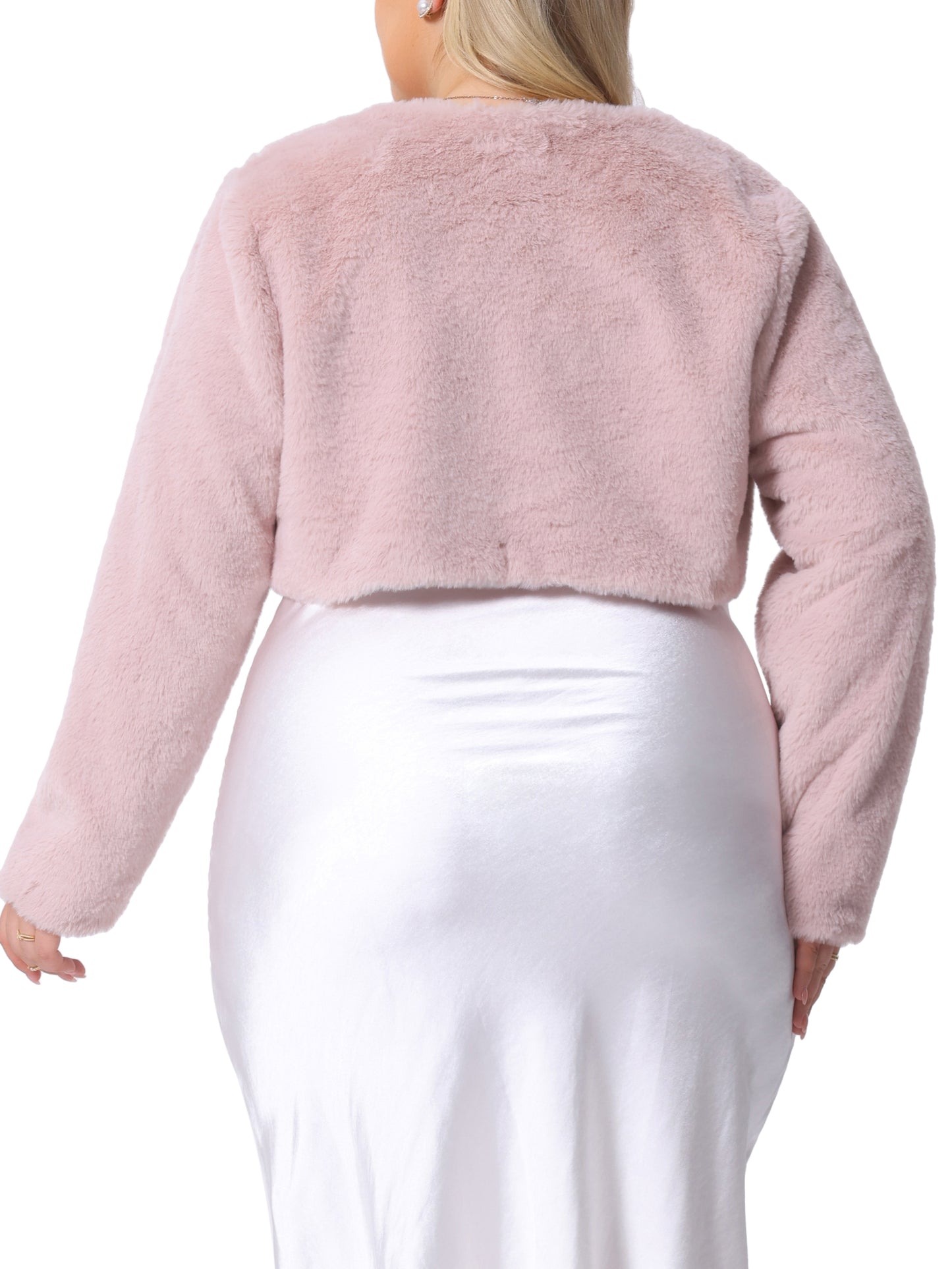 Chaqueta de boda de talla grande para mujer, con parte delantera abierta, de piel sintética, tipo bolero, abrigo corto