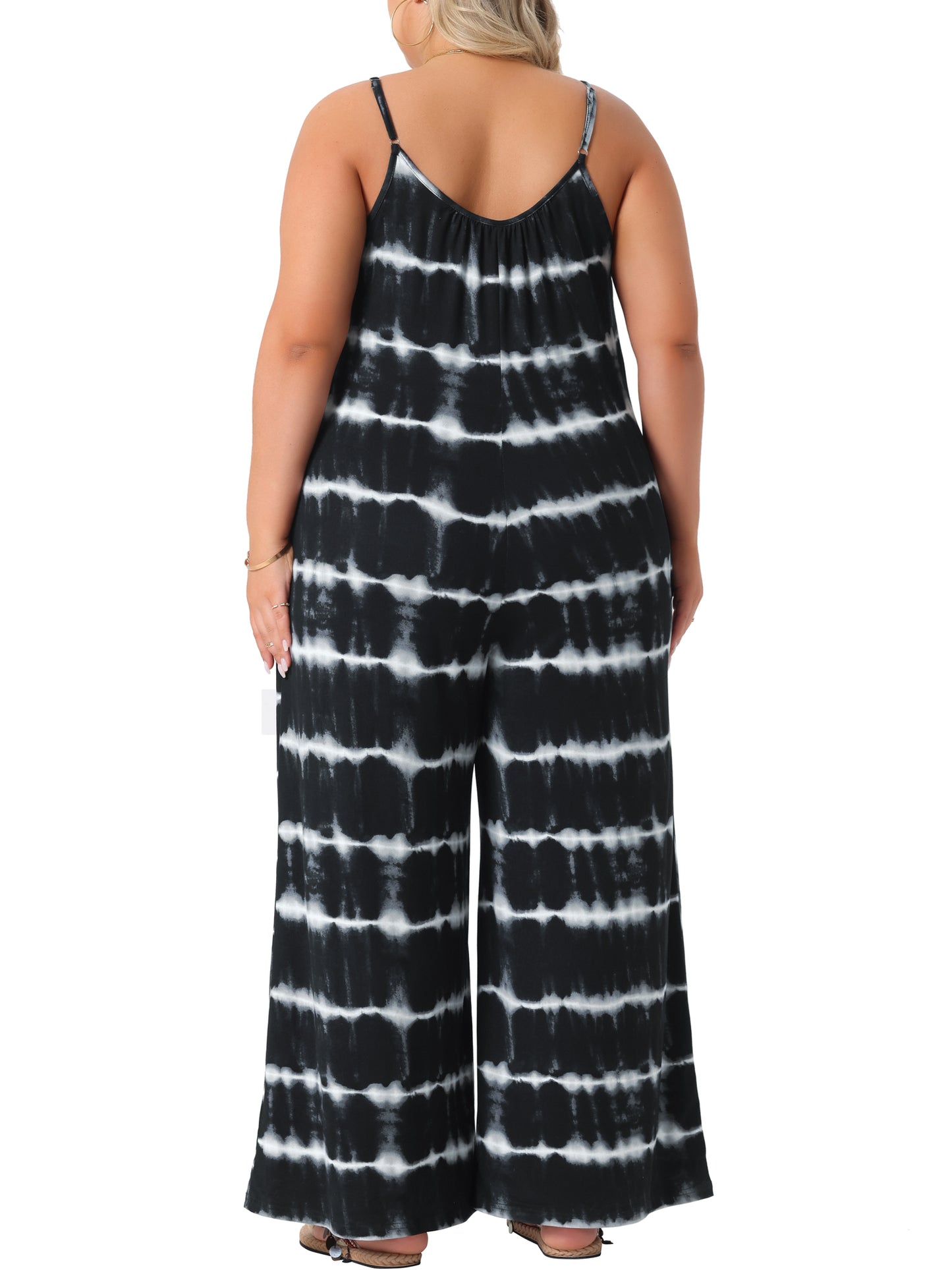 Women's Plus Size Jumpsuit Summer Casual Adjustable Strap Sleeveless Stretchy Wide Leg Long Pants Romper