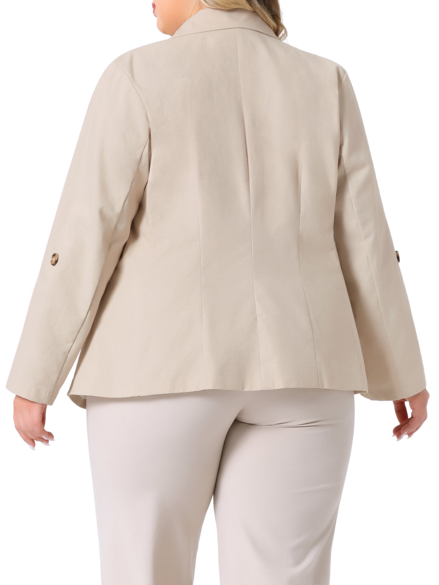 Women's Plus Size Linen Cotton Blazers Button Lightweight Office Work Business Suit Jackets