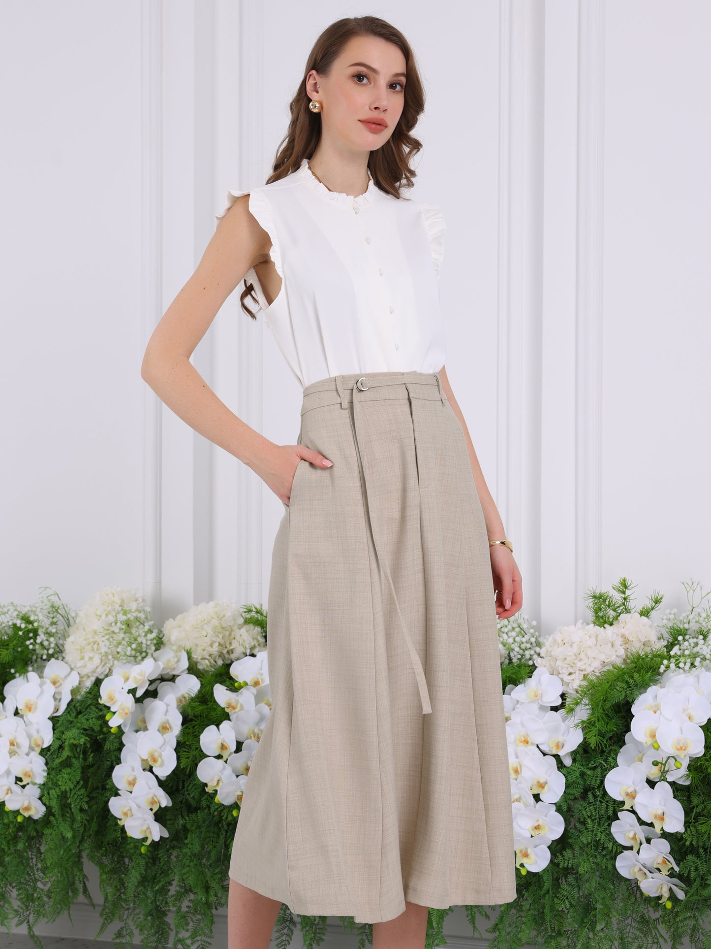 Women's A-Line Elastic High Waist Maxi Skirt