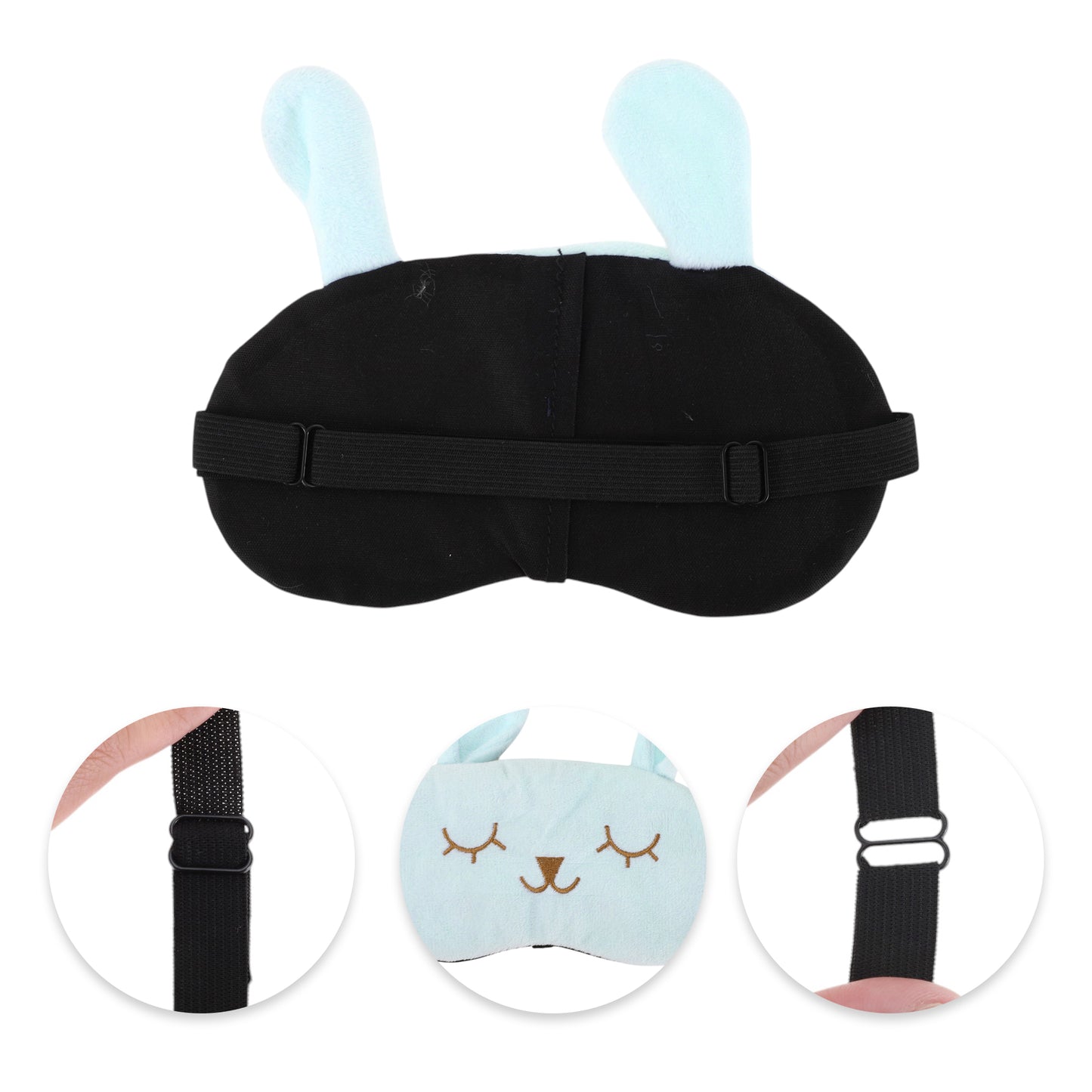 Adjustable Cartoon Rabbit Eye Mask for Travel for Office Blue