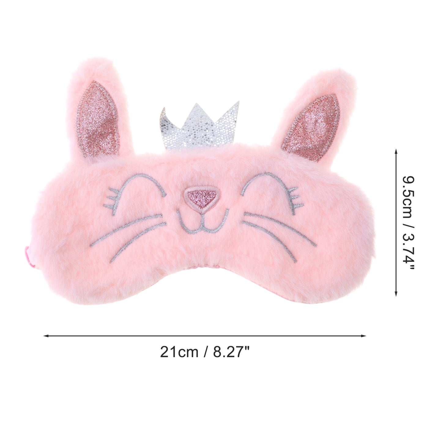 Fleece Long Ear Cats Cute Eye Mask for Travel for Office Pink