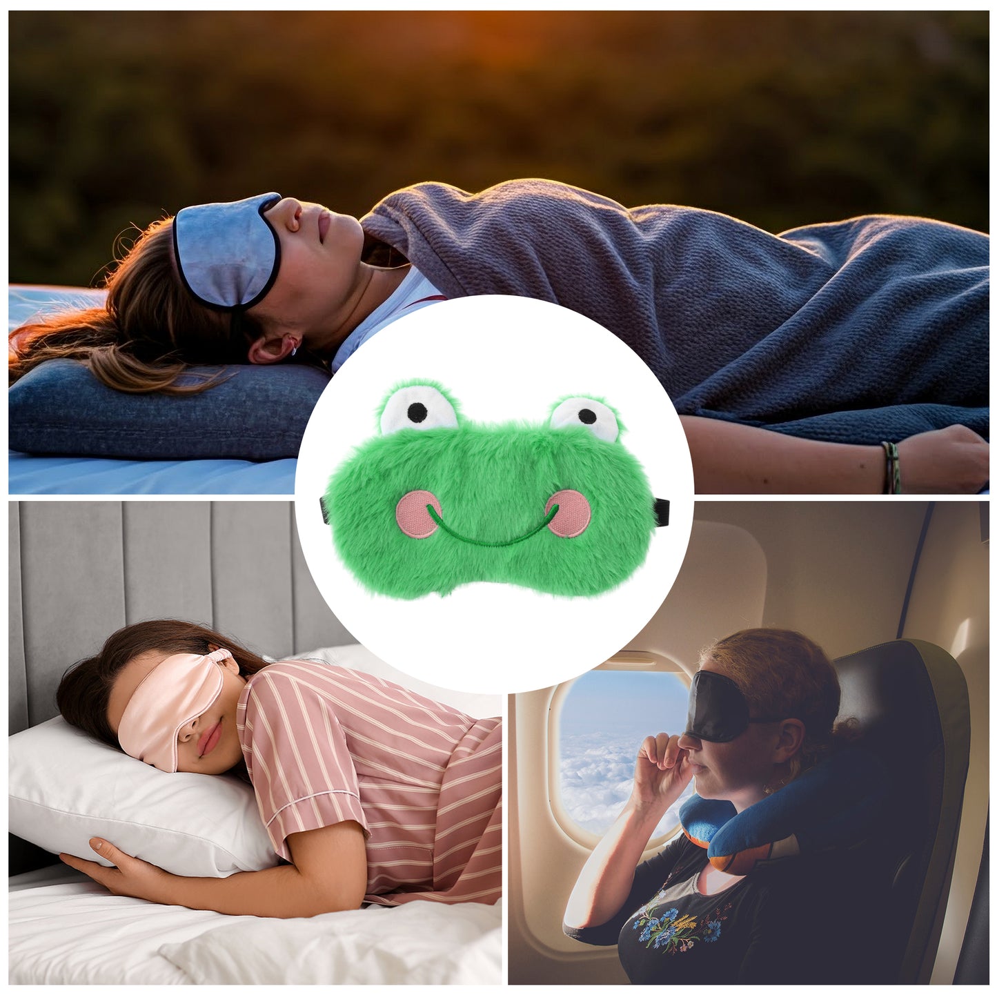 Durable Frog Eye Mask Cute Eye Shade Cover for Office Green