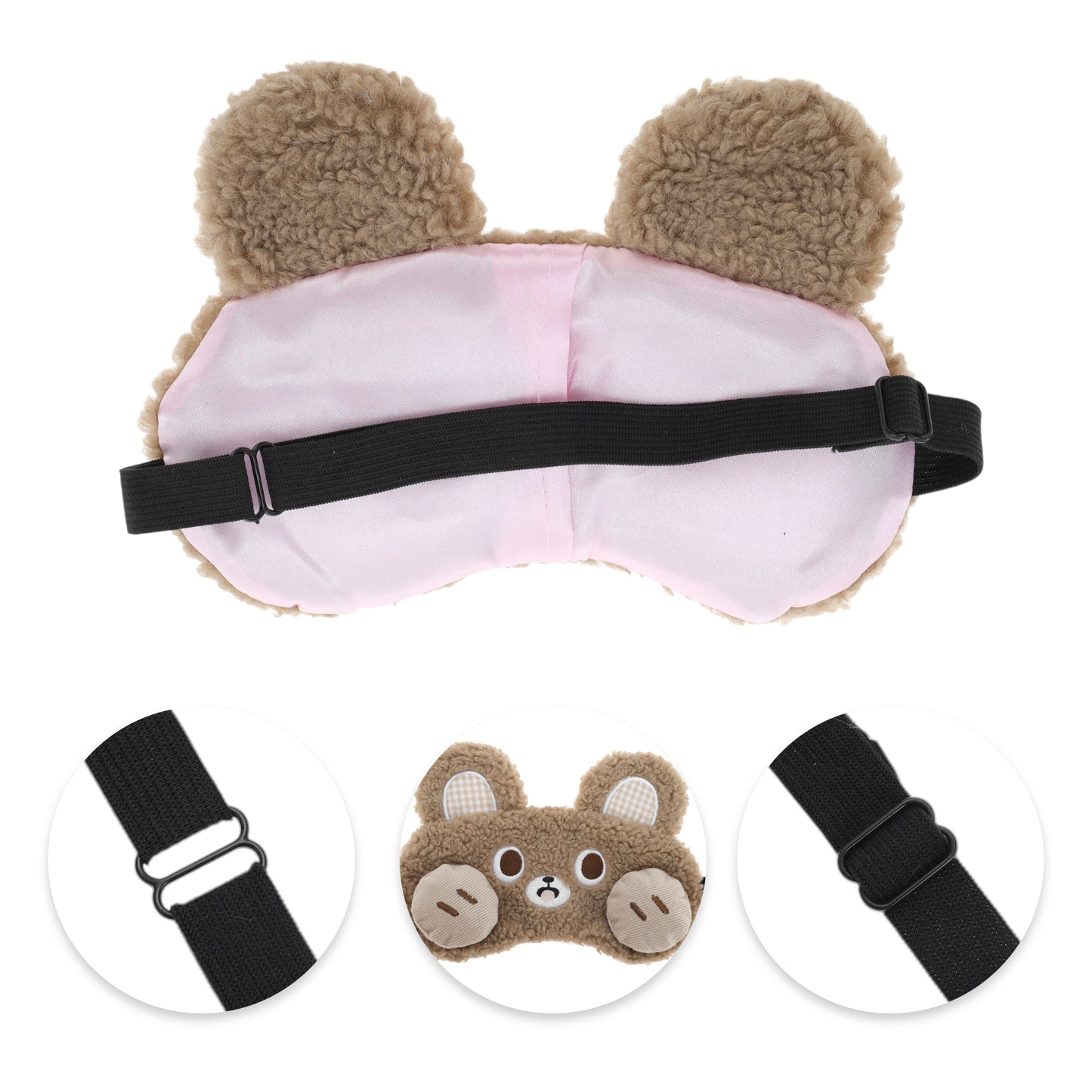 Portable Rabbit Adjustable Eye Mask Cute Eye Shade Cover for Office Brown