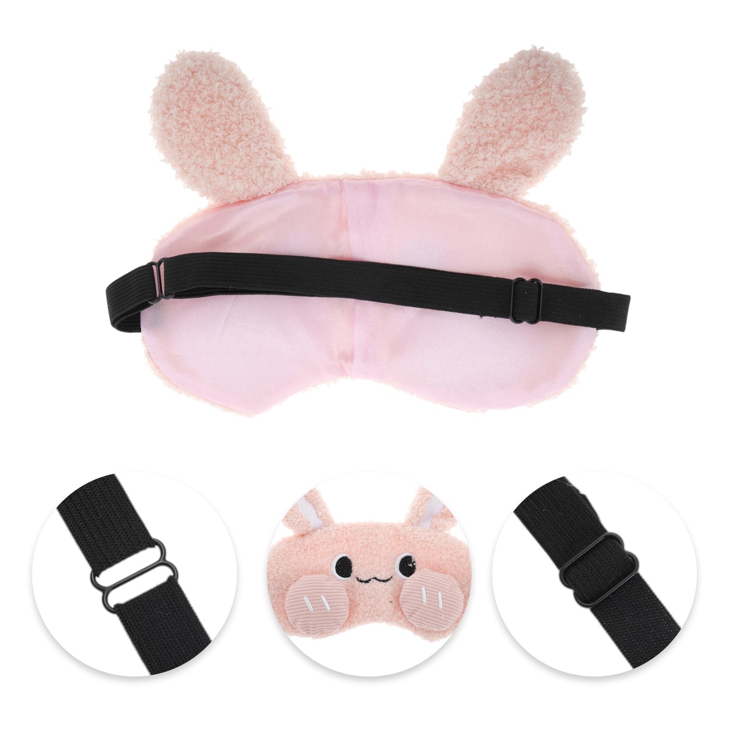 Portable Rabbit Adjustable Cute Eye Mask for Travel Pink