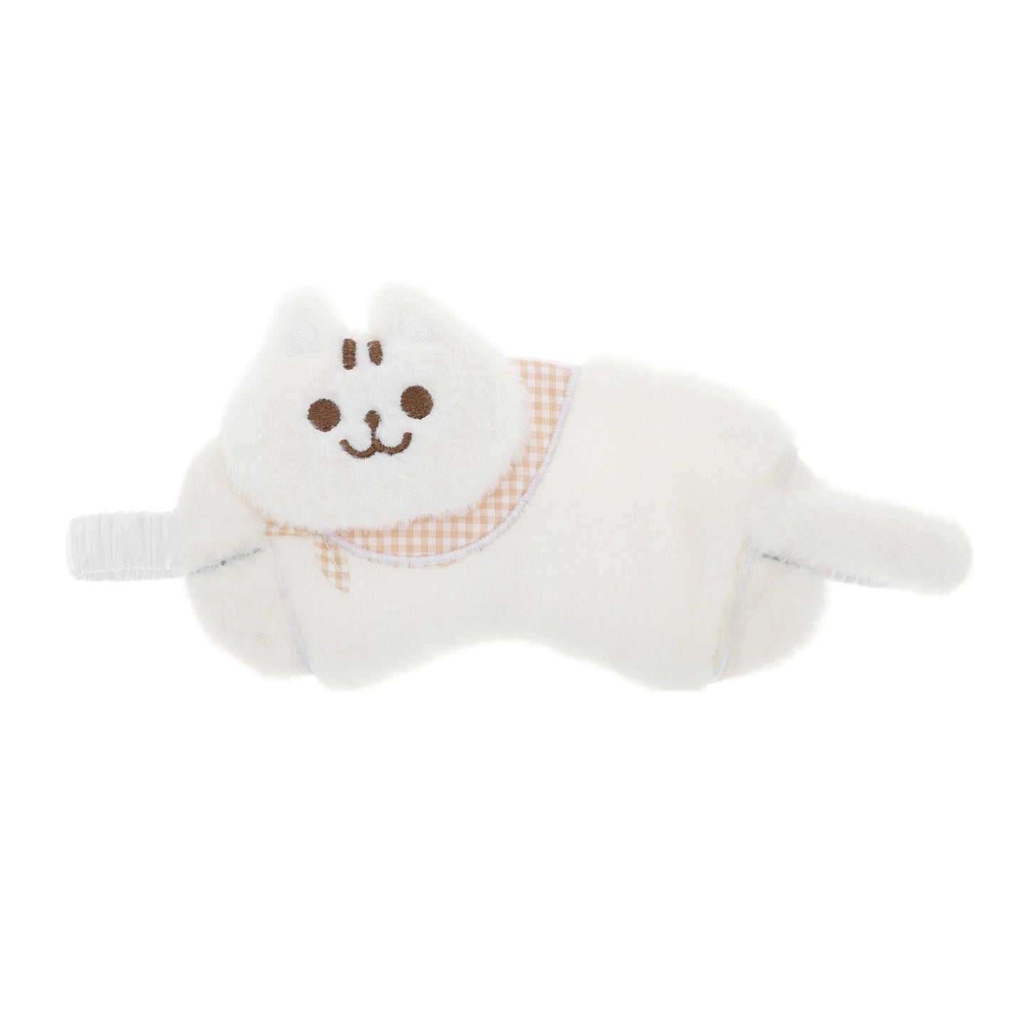 Portable Plush Cat Eye Mask Not Adjustable for Travel White