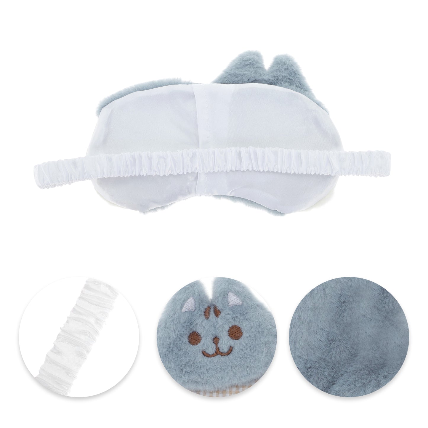 Portable Plush Cat Eye Mask Not Adjustable for Travel Blue