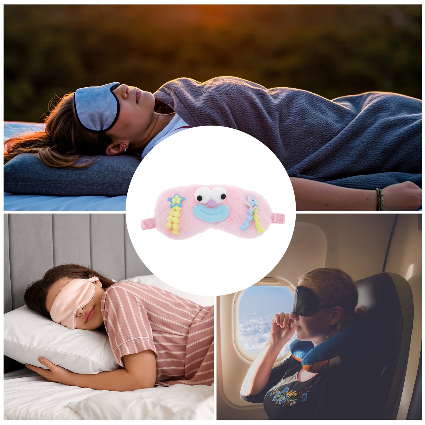 Portable Funny Strap Eye Mask Cute Eye Shade Cover for Office Pink