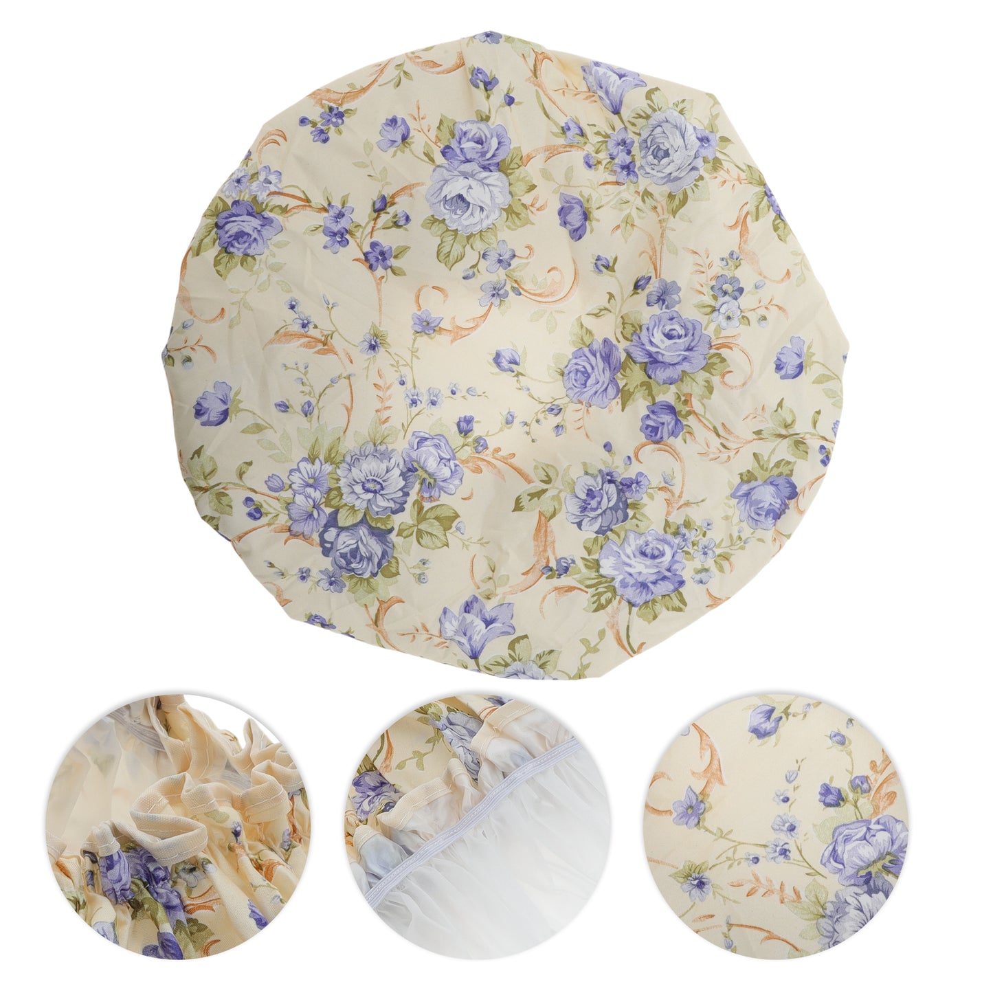 1 Pc Big Flower Bath Cap for Women Business Travel White Purple
