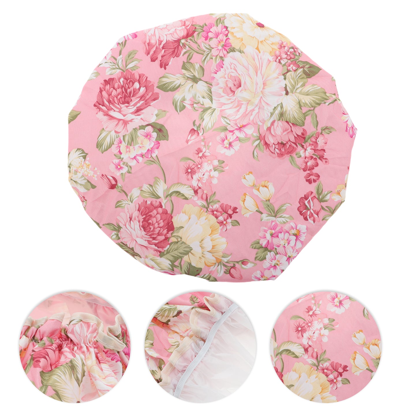 1 Pc Big Flower Bath Cap for Women Business Travel Pink