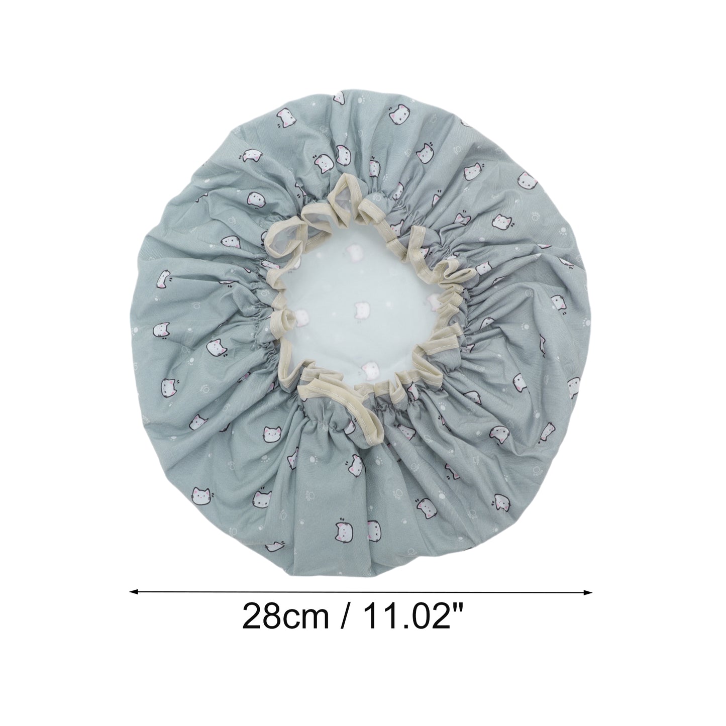 1 Pc Women Cat Pattern Shower Cap for Bathroom Business Travel Blue White