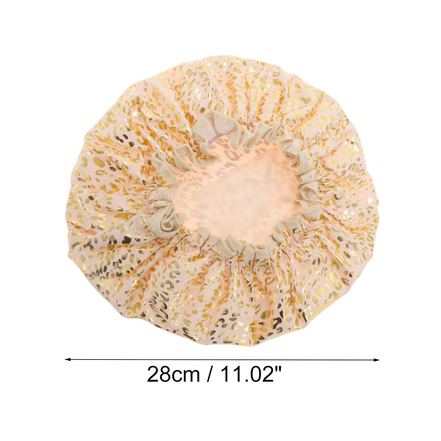 1 Pc Women's Shiny Gliding Pattern Shower Cap Bath Cap Pink Gold Tone