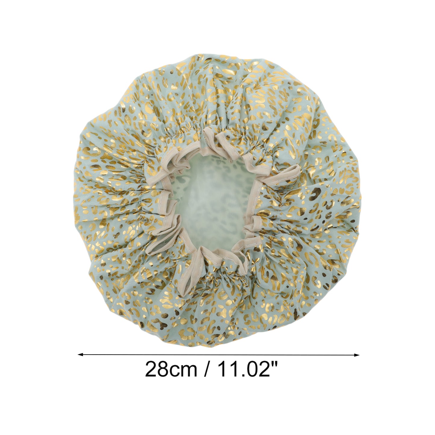 1 Pc Women's Shiny Gliding Pattern Shower Cap Bath Cap Green Gold Tone