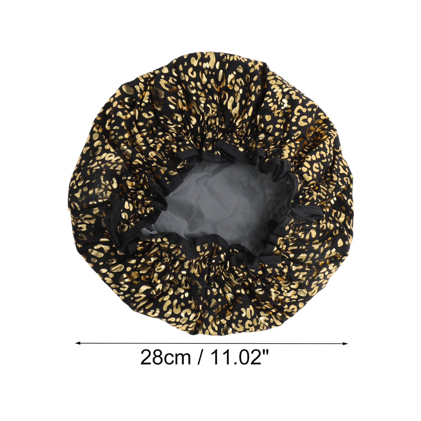 1 Pc Women's Shiny Gliding Pattern Shower Cap Bath Cap Black Gold Tone
