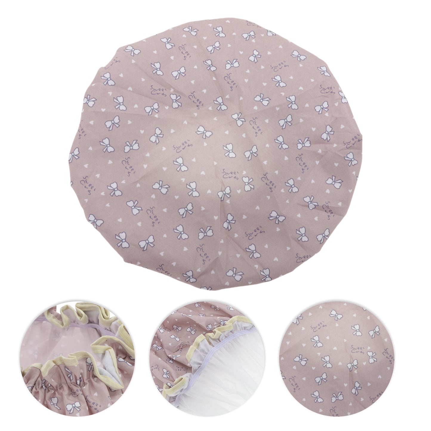 1 Pc Women's Beautiful Bow Pattern Shower Cap Bath Cap Purple