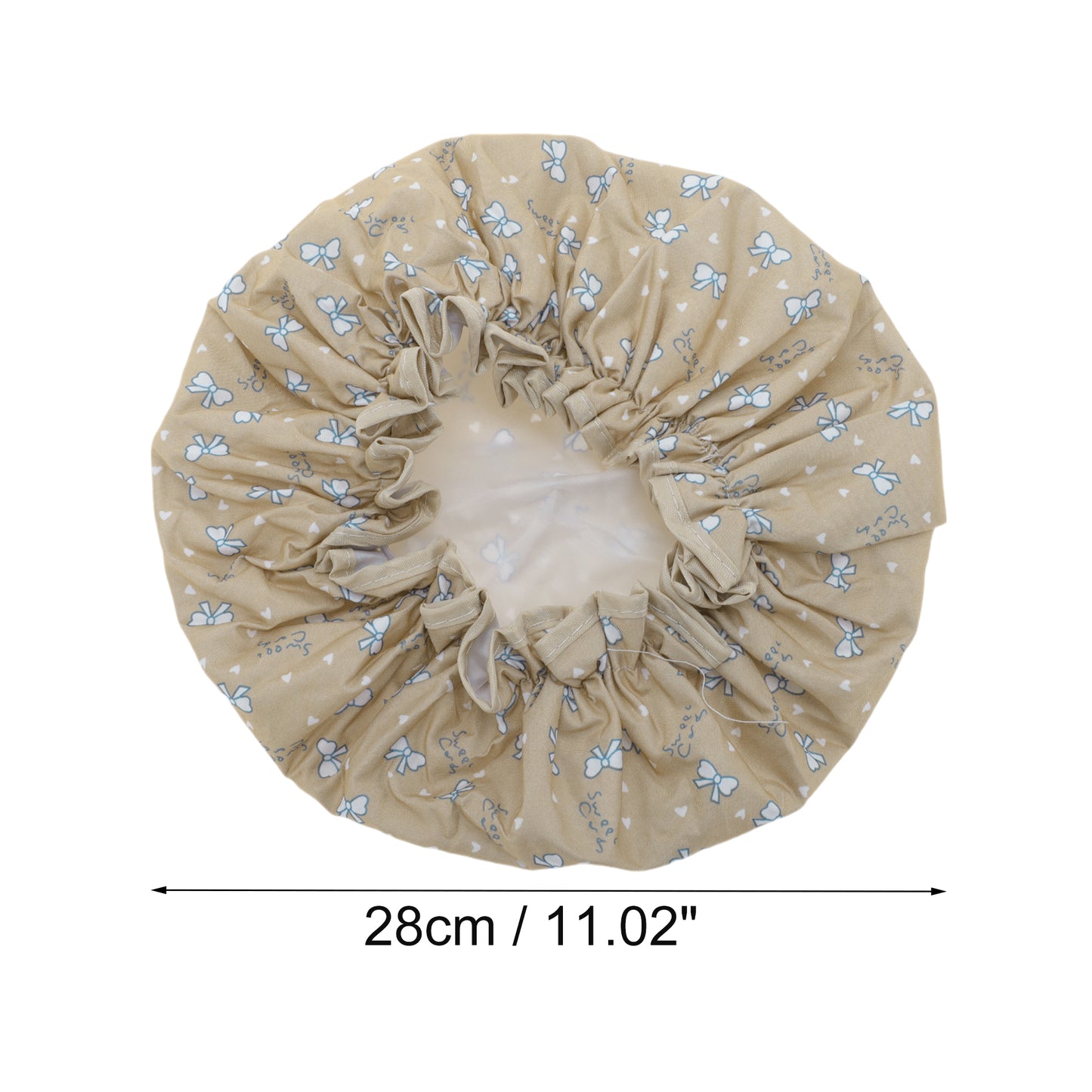 1 Pc Women's Beautiful Bow Pattern Shower Cap Bath Cap Khaki