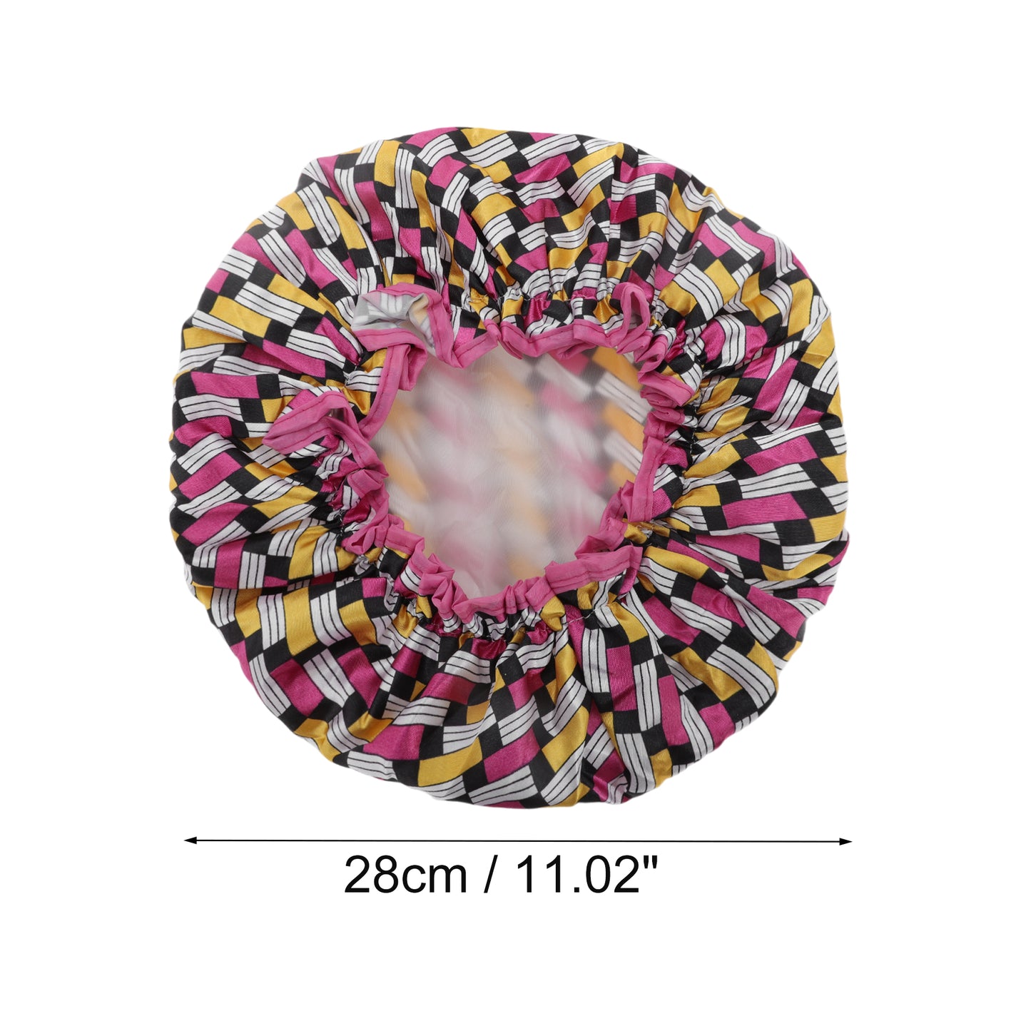 1 Pc Women's Geometric Pattern Bath Cap for Shower Bathroom Rose Red