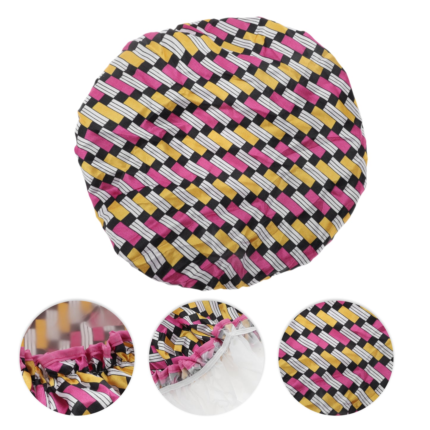 1 Pc Women's Geometric Pattern Bath Cap for Shower Bathroom Rose Red