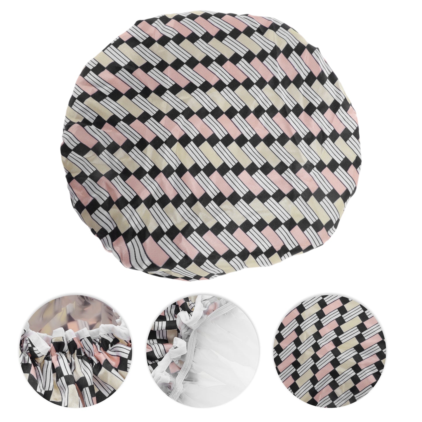 1 Pc Women's Geometric Pattern Bath Cap for Shower Bathroom Pink