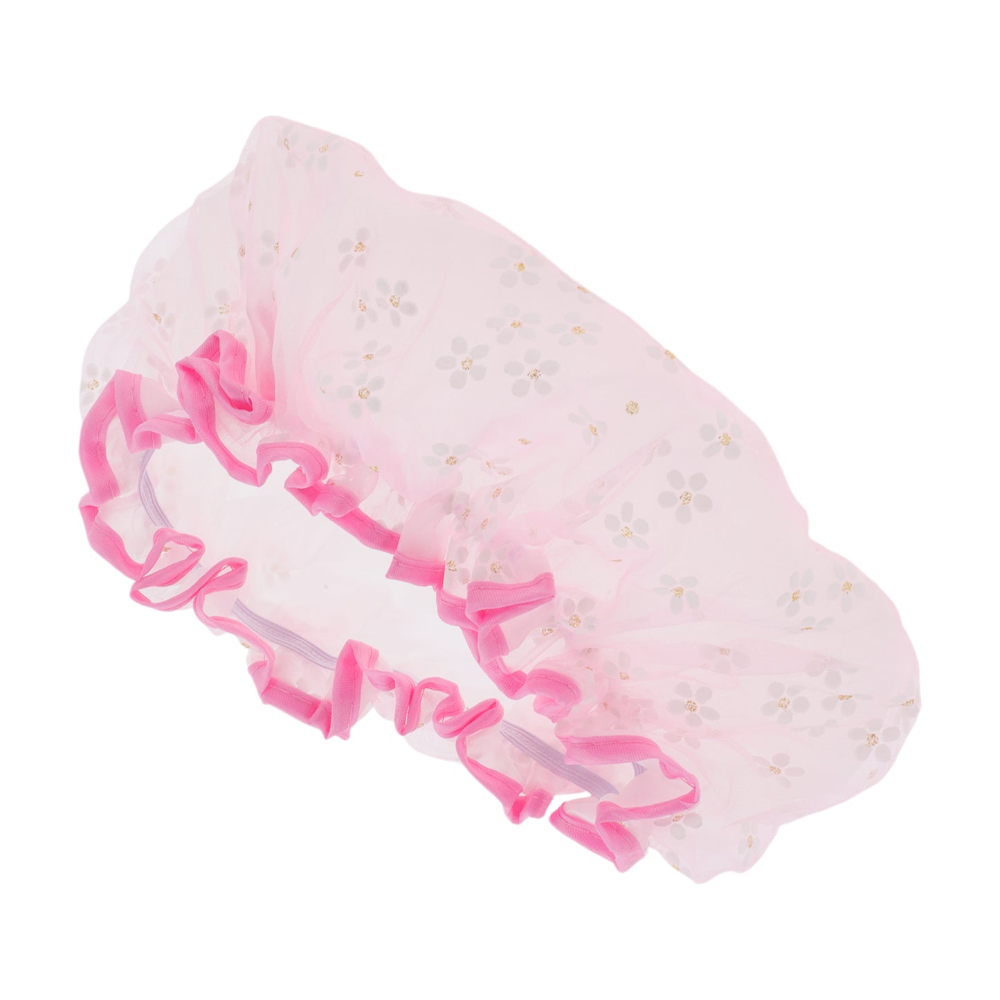 1 Pc Women's Durable Double Layer Bath Cap White Pink