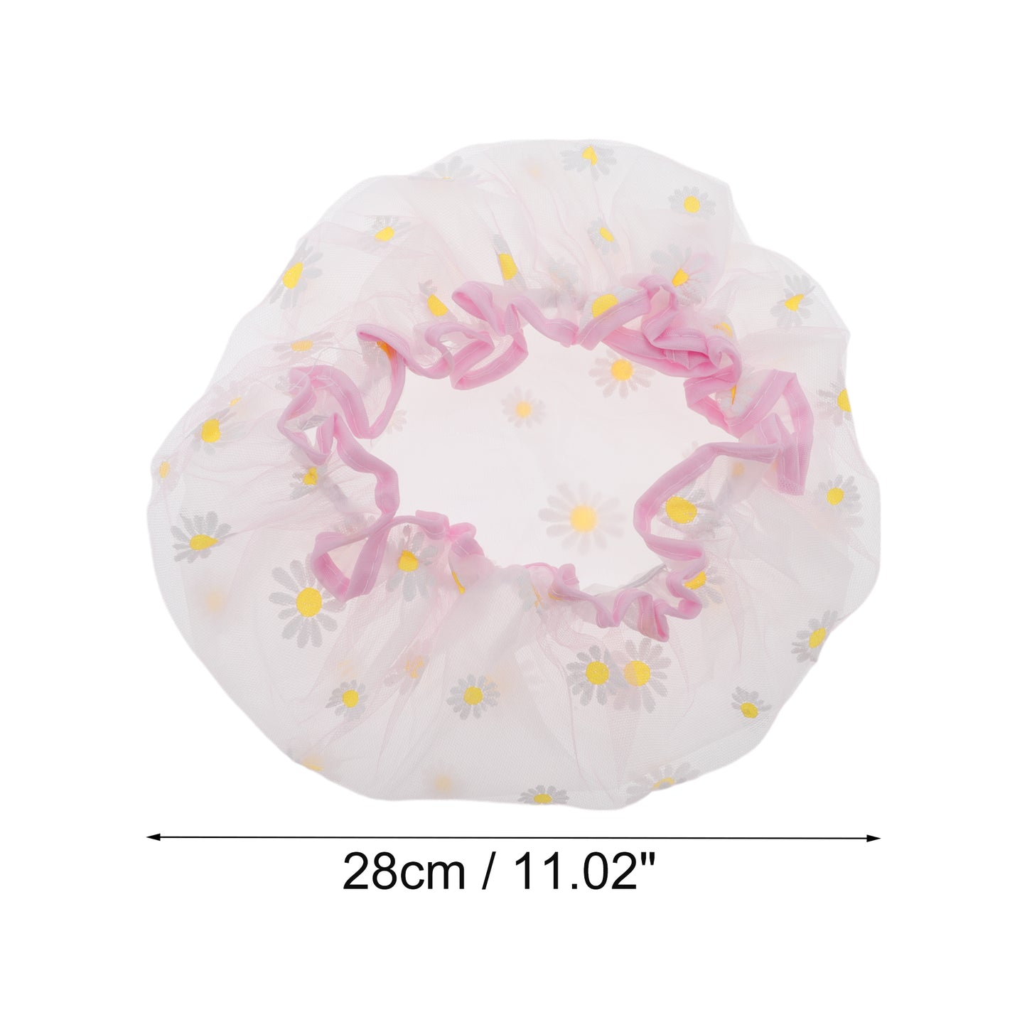 1 Pc Women's Floral Shower Cap Double Layer Bath Cap White Yellow