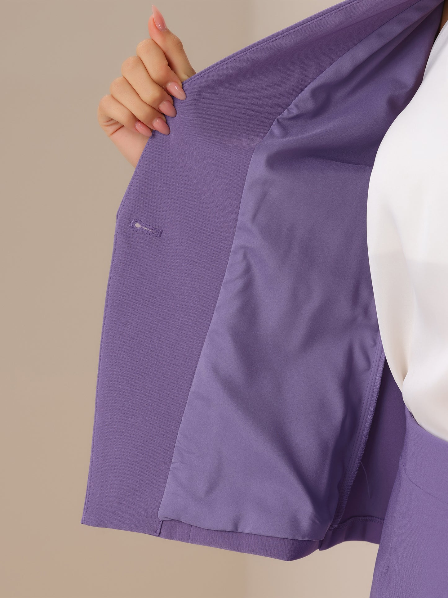 Conjunto de traje de negocios de 2 piezas para mujer, blazer sin cuello y falda lápiz para oficina