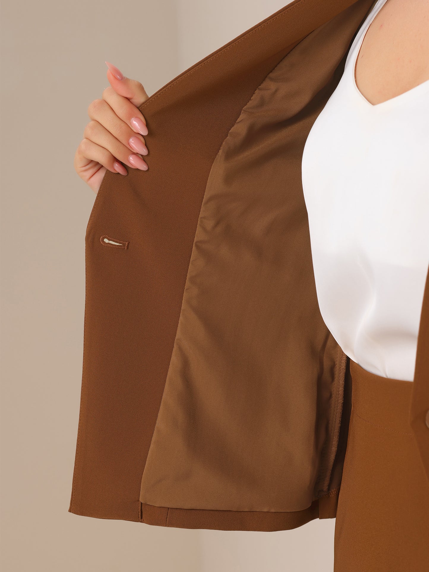 Conjunto de traje de negocios de 2 piezas para mujer, blazer sin cuello y falda lápiz para oficina