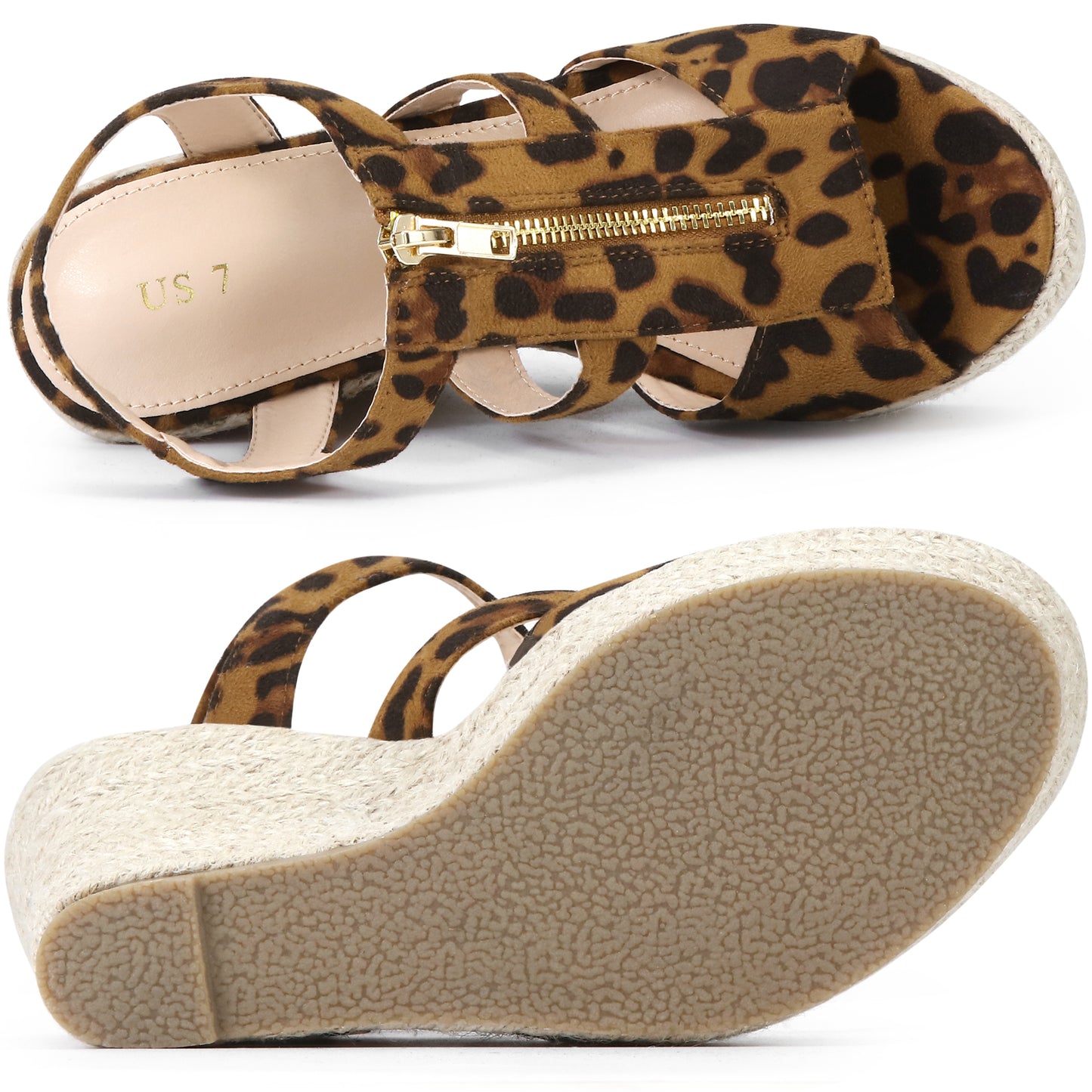 Sandalias de cuña con cremallera para mujer Sandalias de plataforma con cuña y tacón
