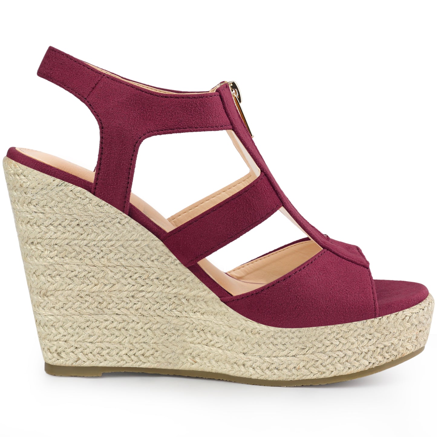 Sandalias de cuña con cremallera para mujer Sandalias de plataforma con cuña y tacón