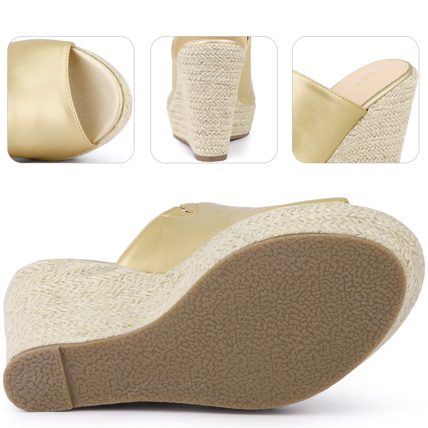 Women Open Toe Espadrille Wedge Heel Platform Slide Sandal