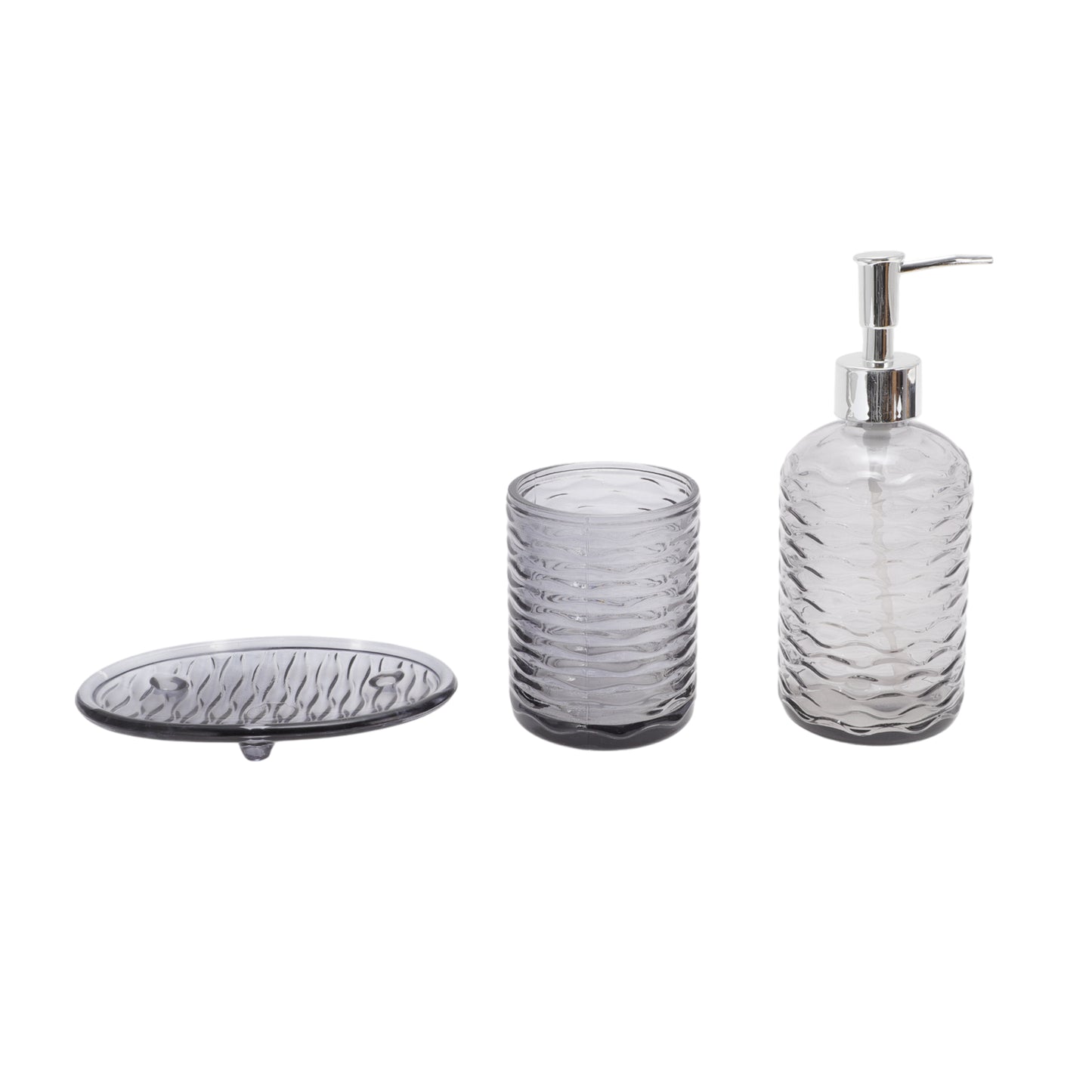3 Pcs Set Durable Waves Bathroom Accessories Kit Black