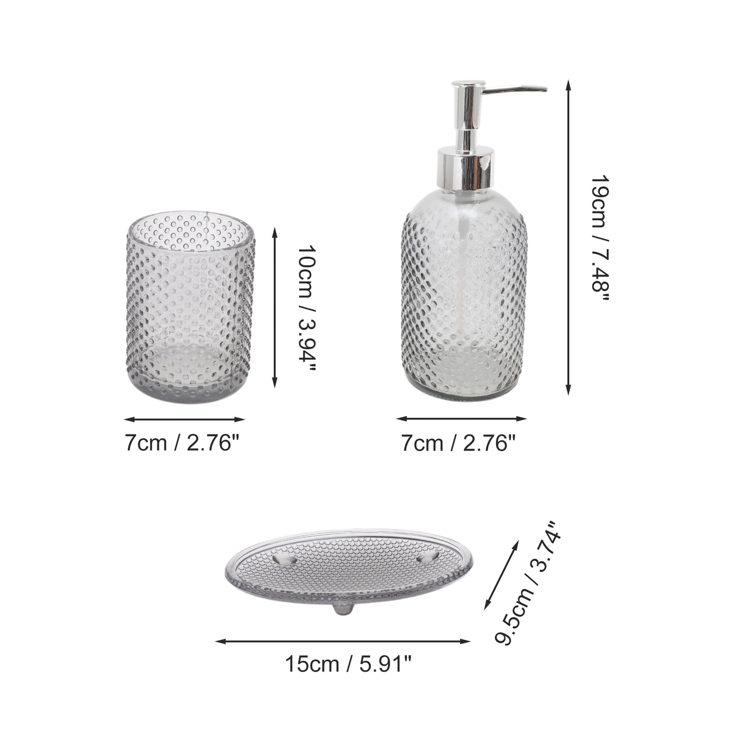3 Pcs Set Durable Dots Modern Bathroom Accessories Kit Black