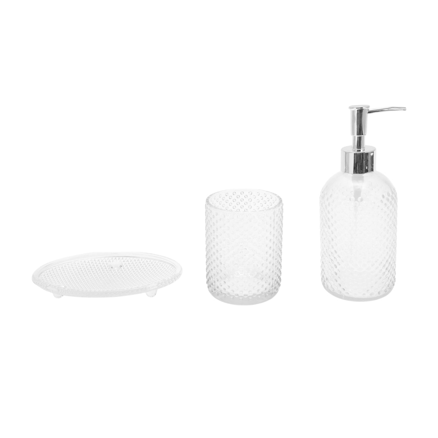 3 Pcs Set Durable Dots Modern Bathroom Accessories Kit Clear