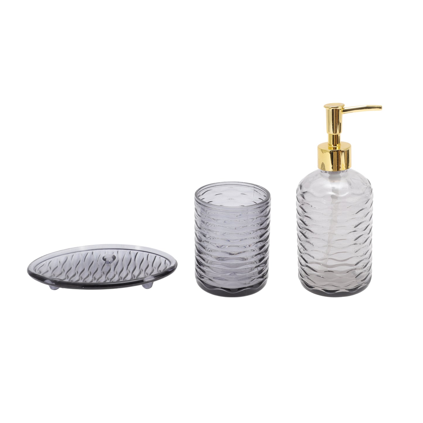 4 Pcs Set Reusable Waves Bathroom Accessories Kit Black