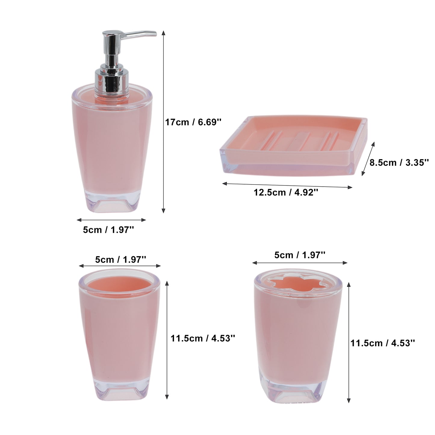 4 Pcs Set Reusable Bathroom Accessories Kit for Home Pink