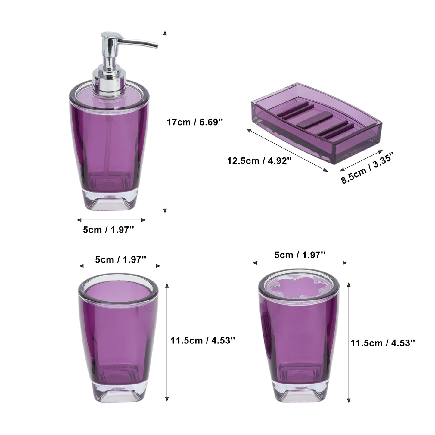 4 Pcs Set Reusable Bathroom Accessories Kit for Home Purple