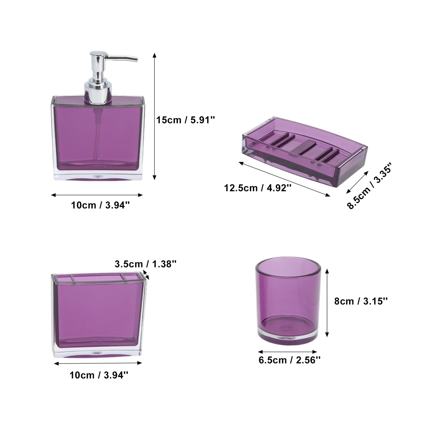 4 Pcs Set Lightweight Bathroom Accessories for Home Purple