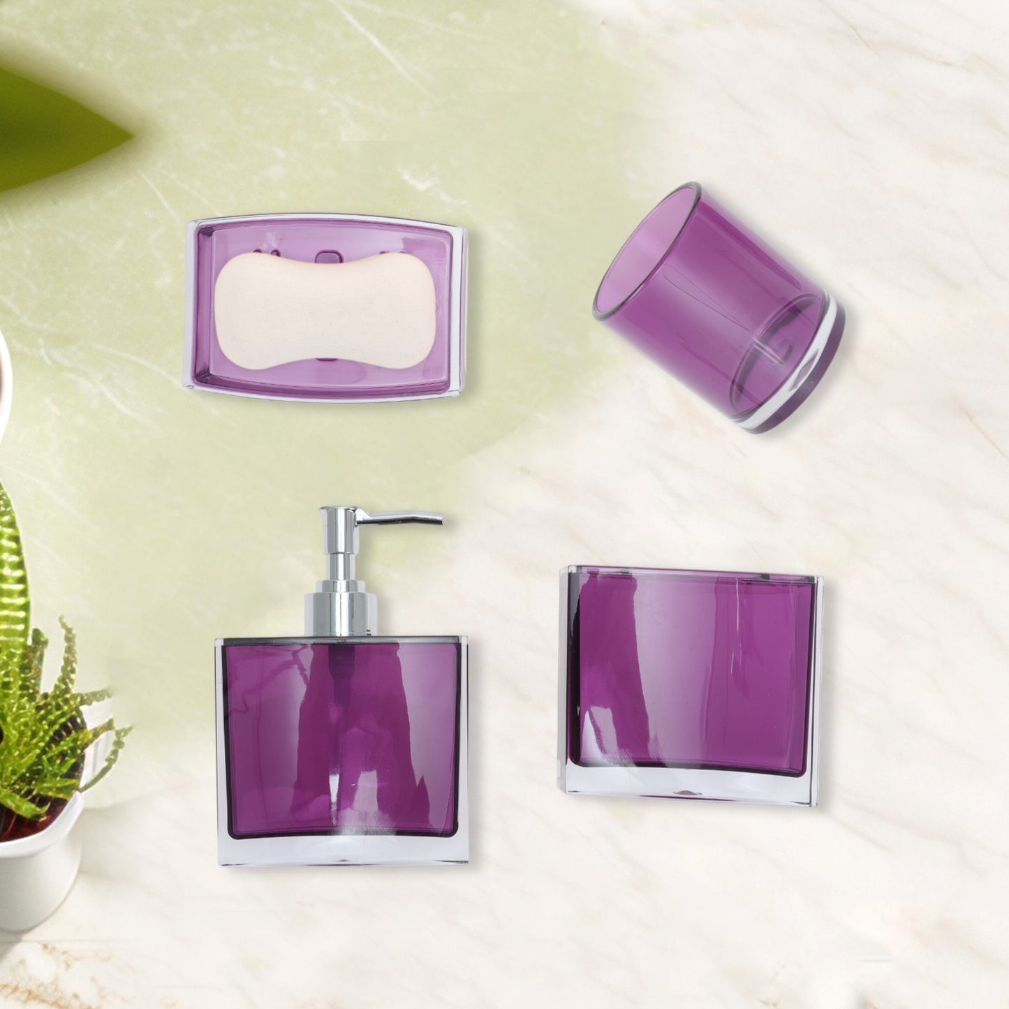 4 Pcs Set Lightweight Bathroom Accessories for Home Purple
