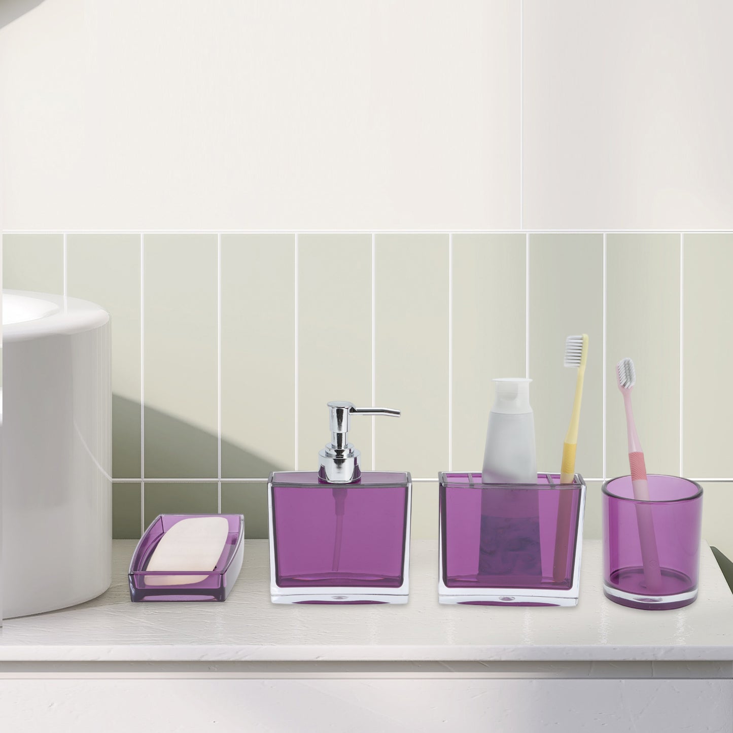 4 Pcs Set Lightweight Bathroom Accessories for Home Purple