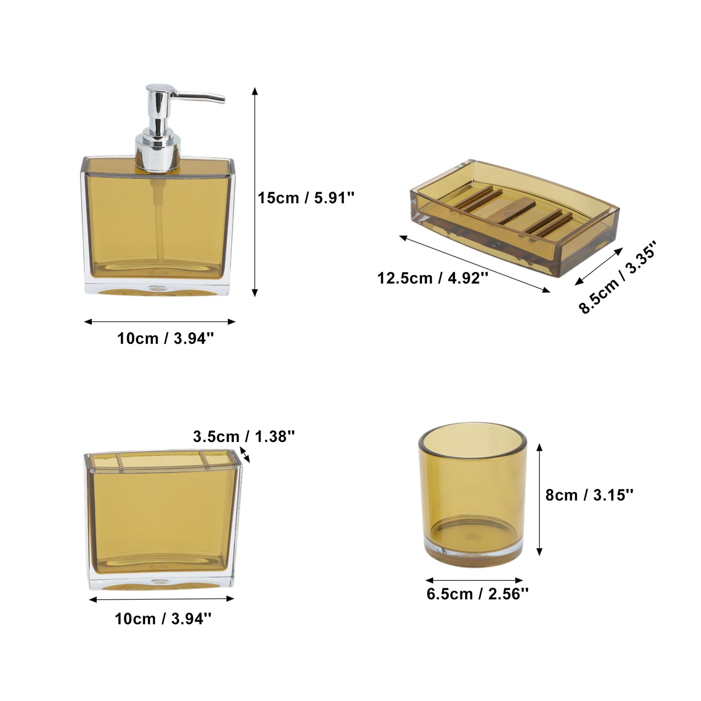 4 Pcs Set Lightweight Bathroom Accessories for Home Brown