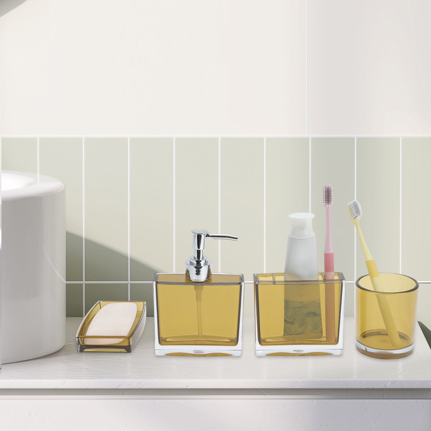 4 Pcs Set Lightweight Bathroom Accessories for Home Brown