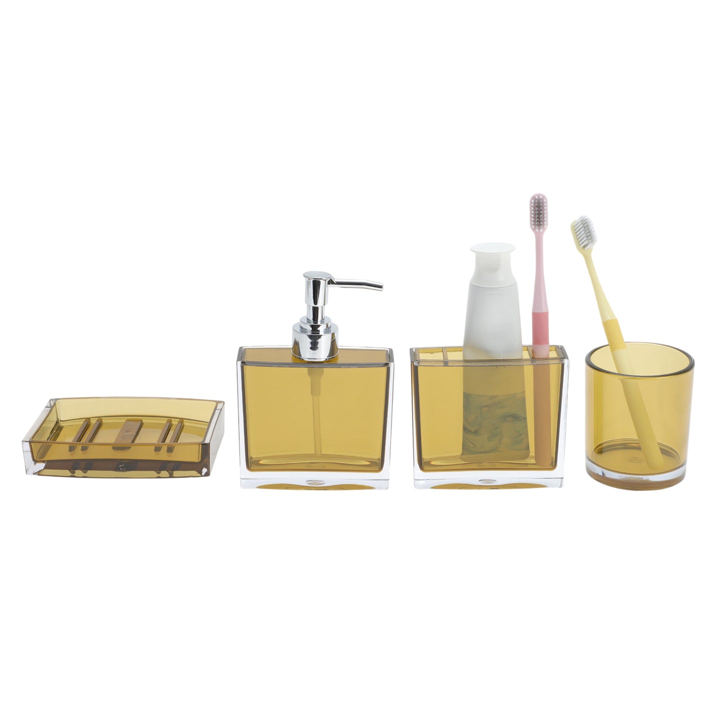 4 Pcs Set Lightweight Bathroom Accessories for Home Brown