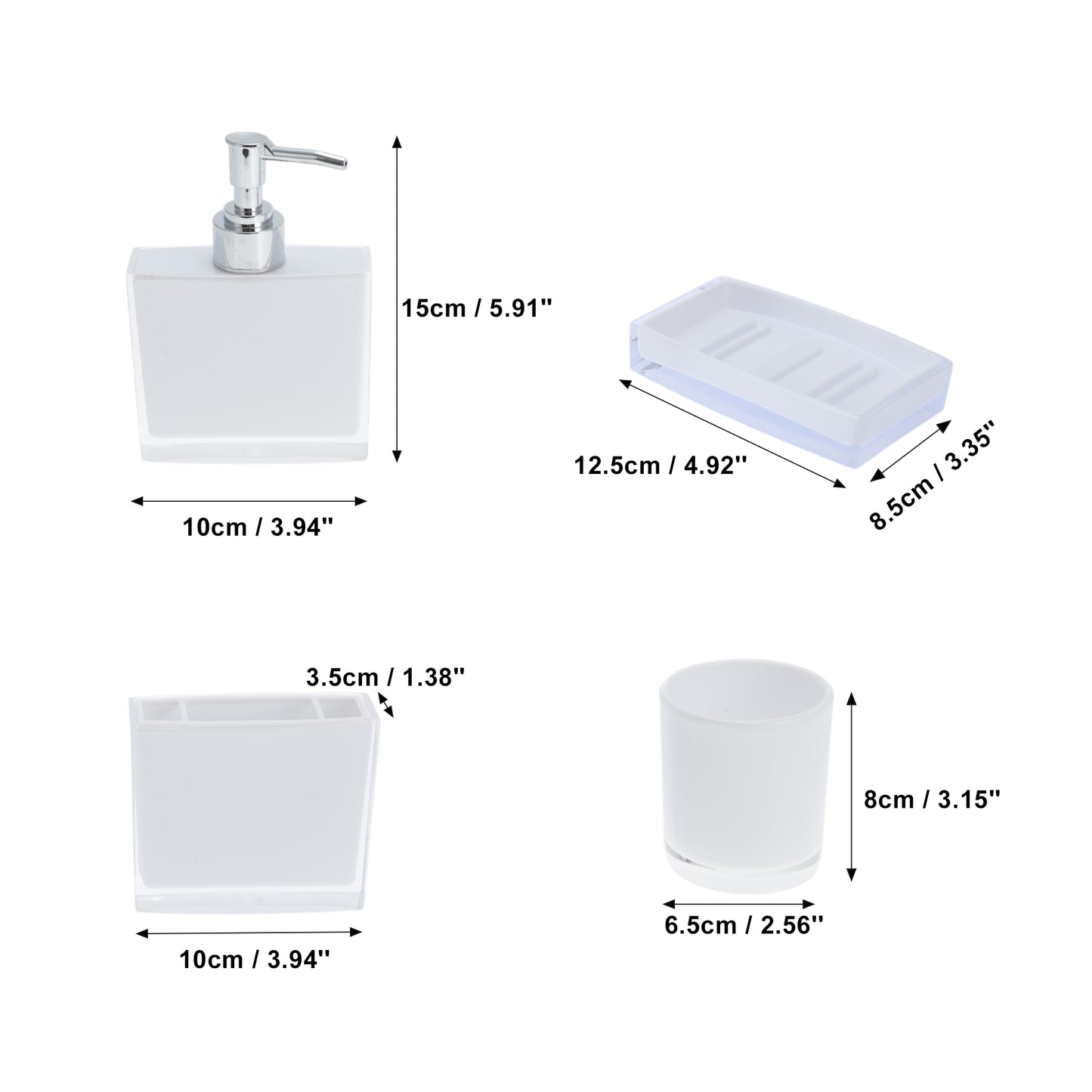 4 Pcs Set Lightweight Bathroom Accessories for Home White